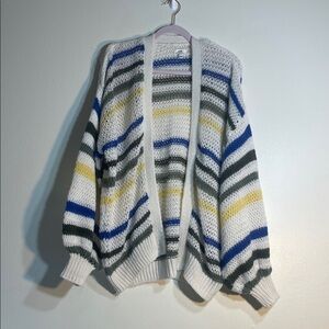 Aerie Colorful Striped Open-Front Cardigan